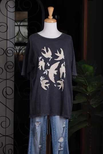 Peace Dove Oversized T Shirt Vintage Black