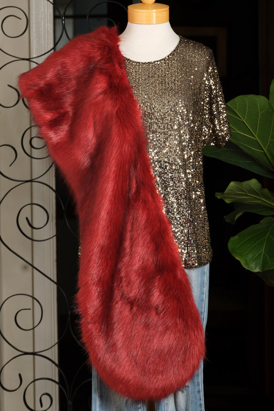 Diana Faux Fur Scarf in Black Cherry