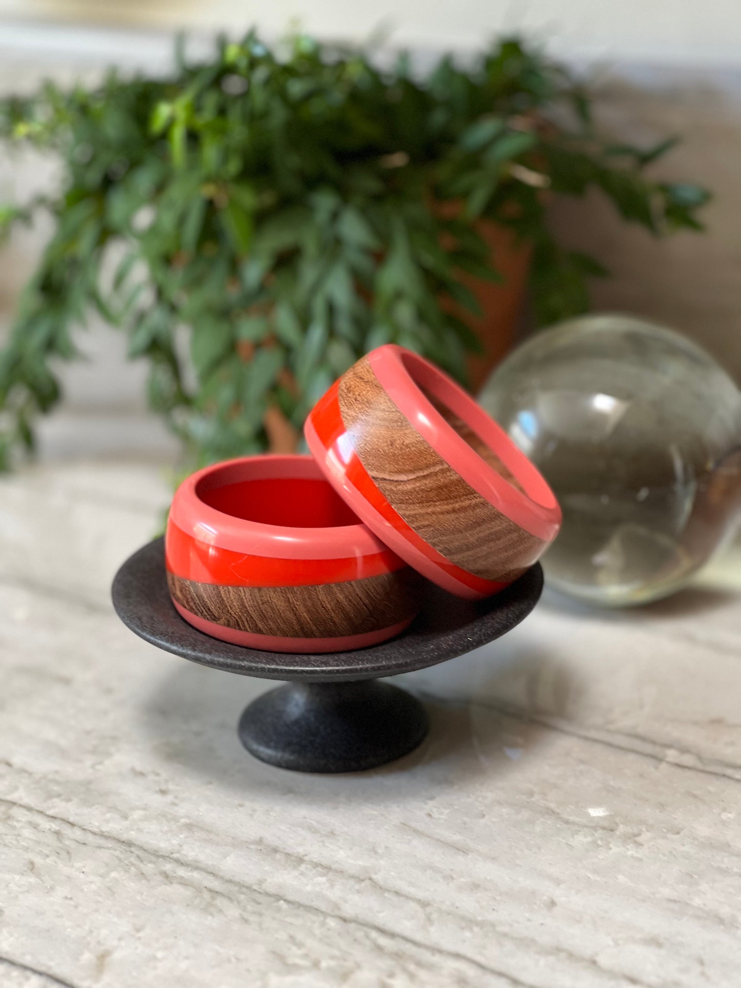 Bangle Bracelet in Coral Brown Slice