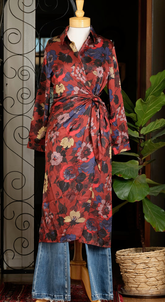 Wrap Dress in Moody Roses