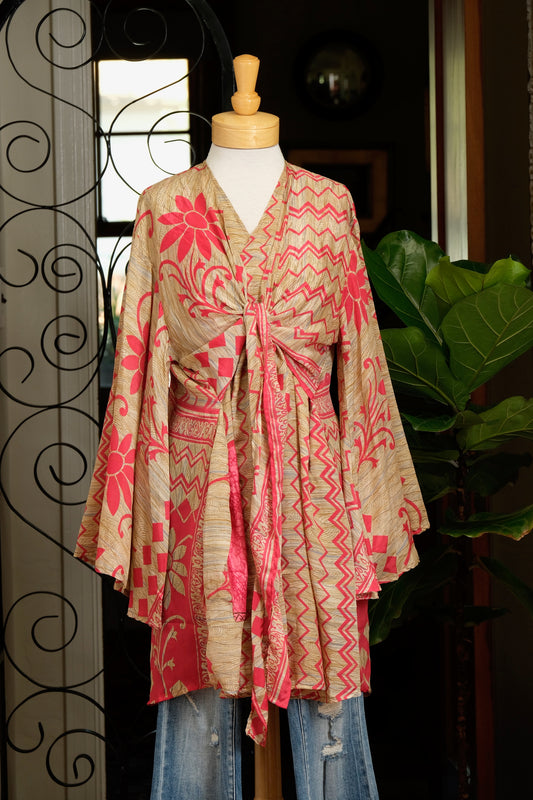 Tie Duster in Pink ZigZag