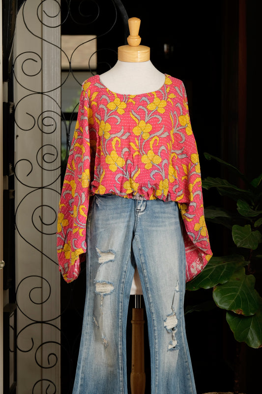 Gathering Top in Yellow Daffodil