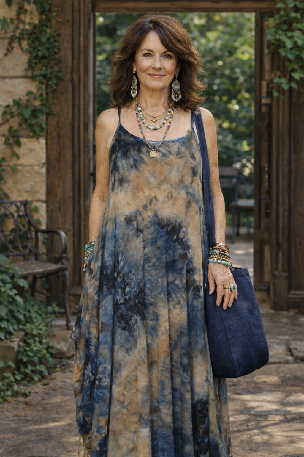 Cocoon Dress in Blue Storm