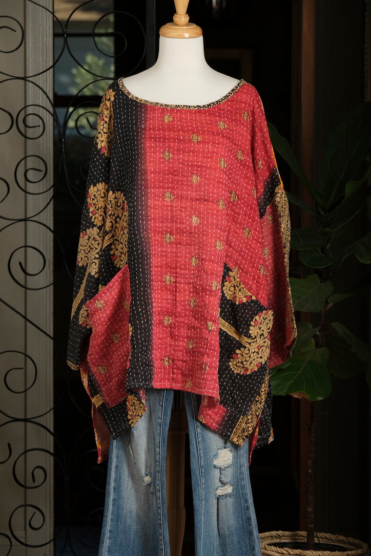 Kantha Dream Pullover in Brick Ombre