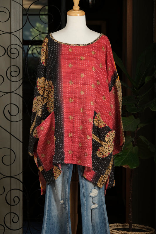 Kantha Dream Pullover in Brick Ombre