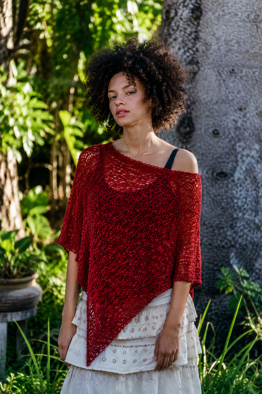 Mini Poncho in Dark Cherry