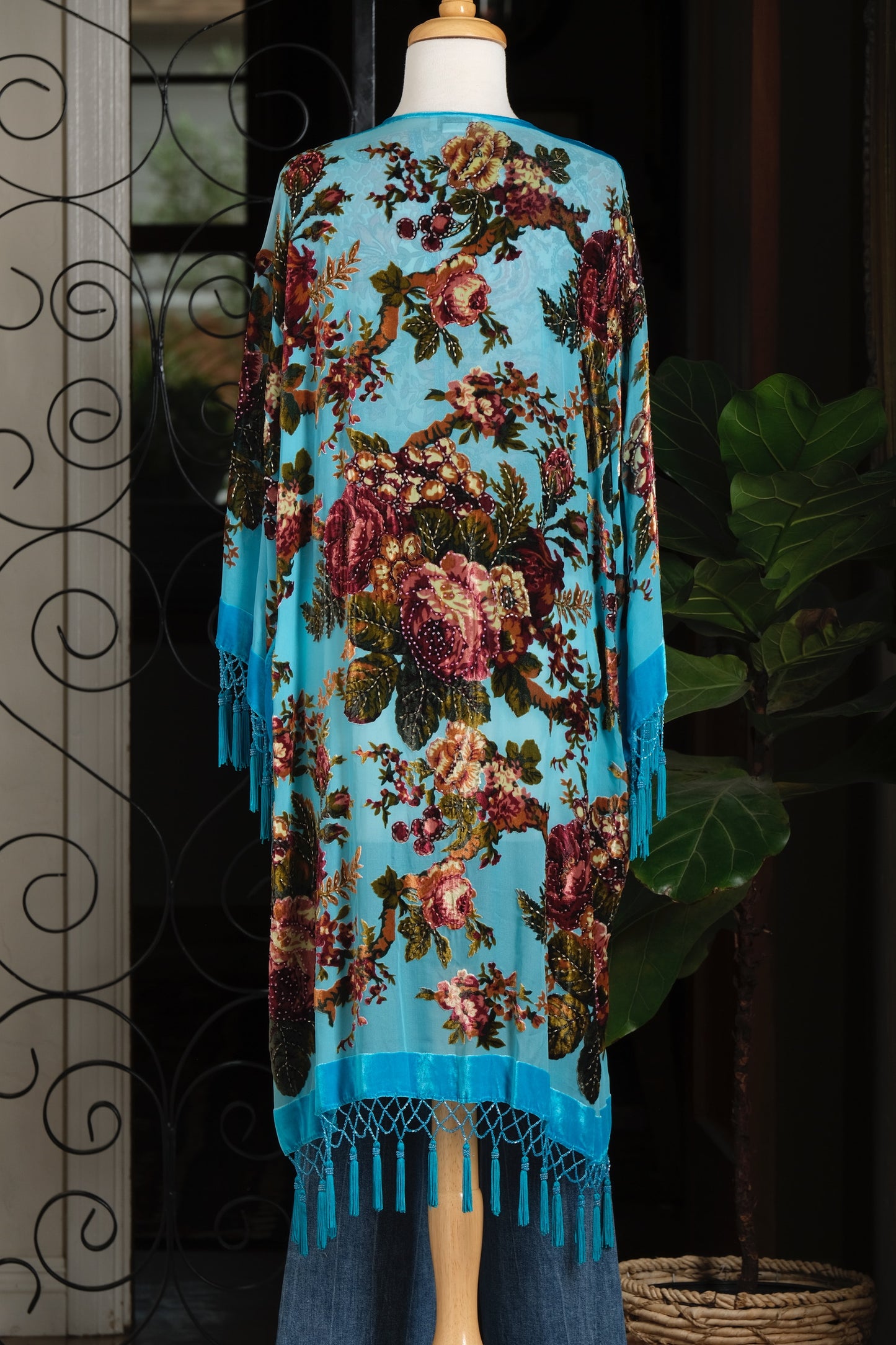 Burnout Velvet Duster in Turquoise Oasis