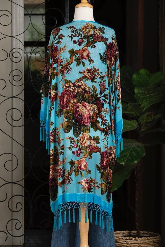 Burnout Velvet Duster in Turquoise Oasis