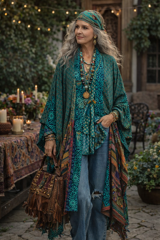 Silky Pocket Duster In Teal Shimmer
