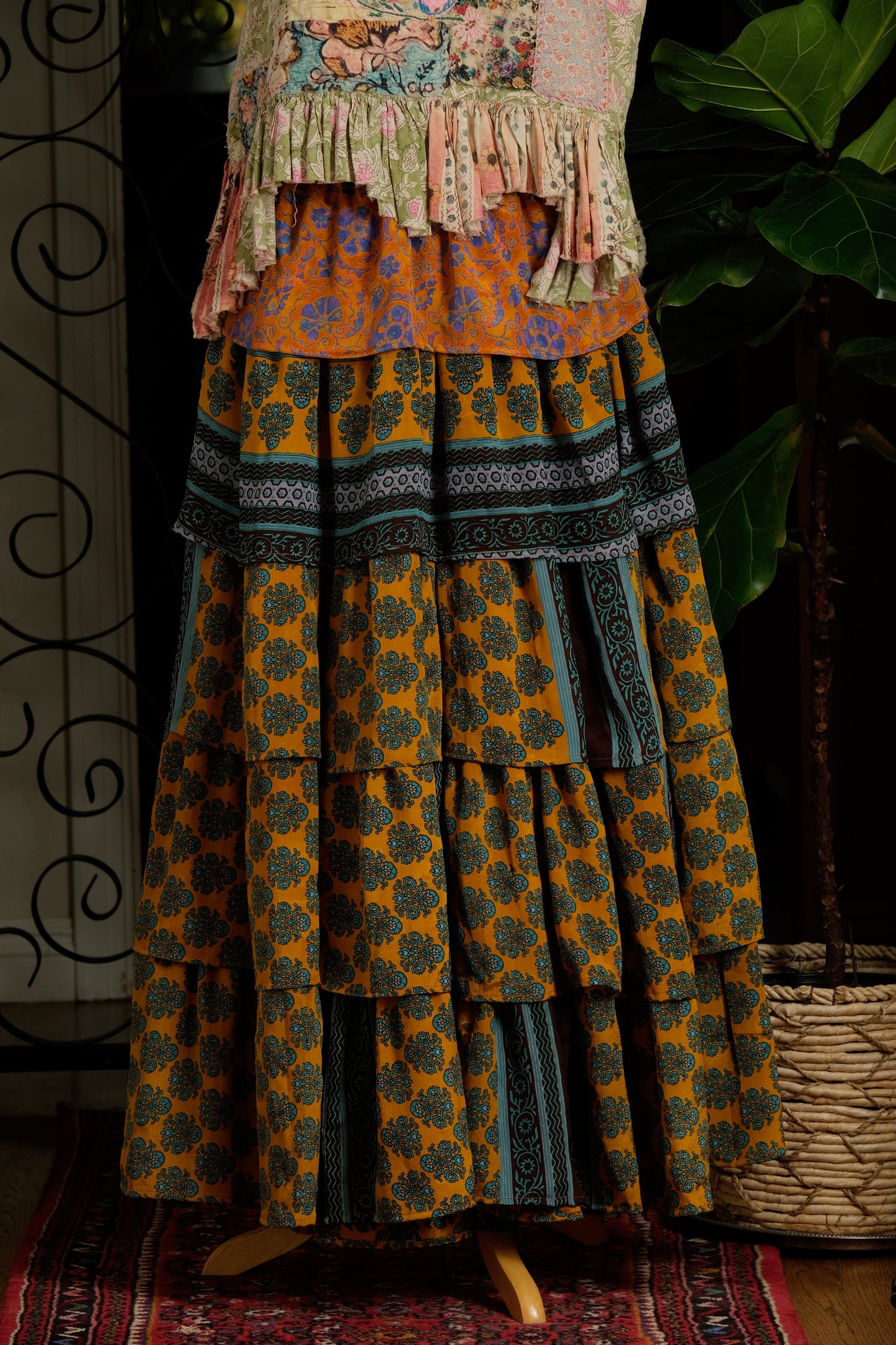 Moon Magic Maxi Skirt in Marigold Teal