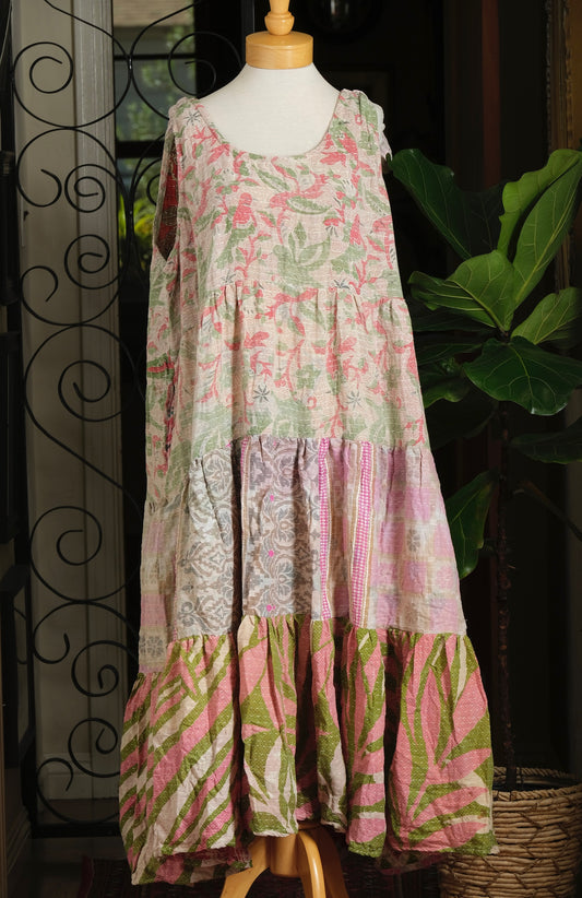 Kantha Celestial Maxi in Pink Bird