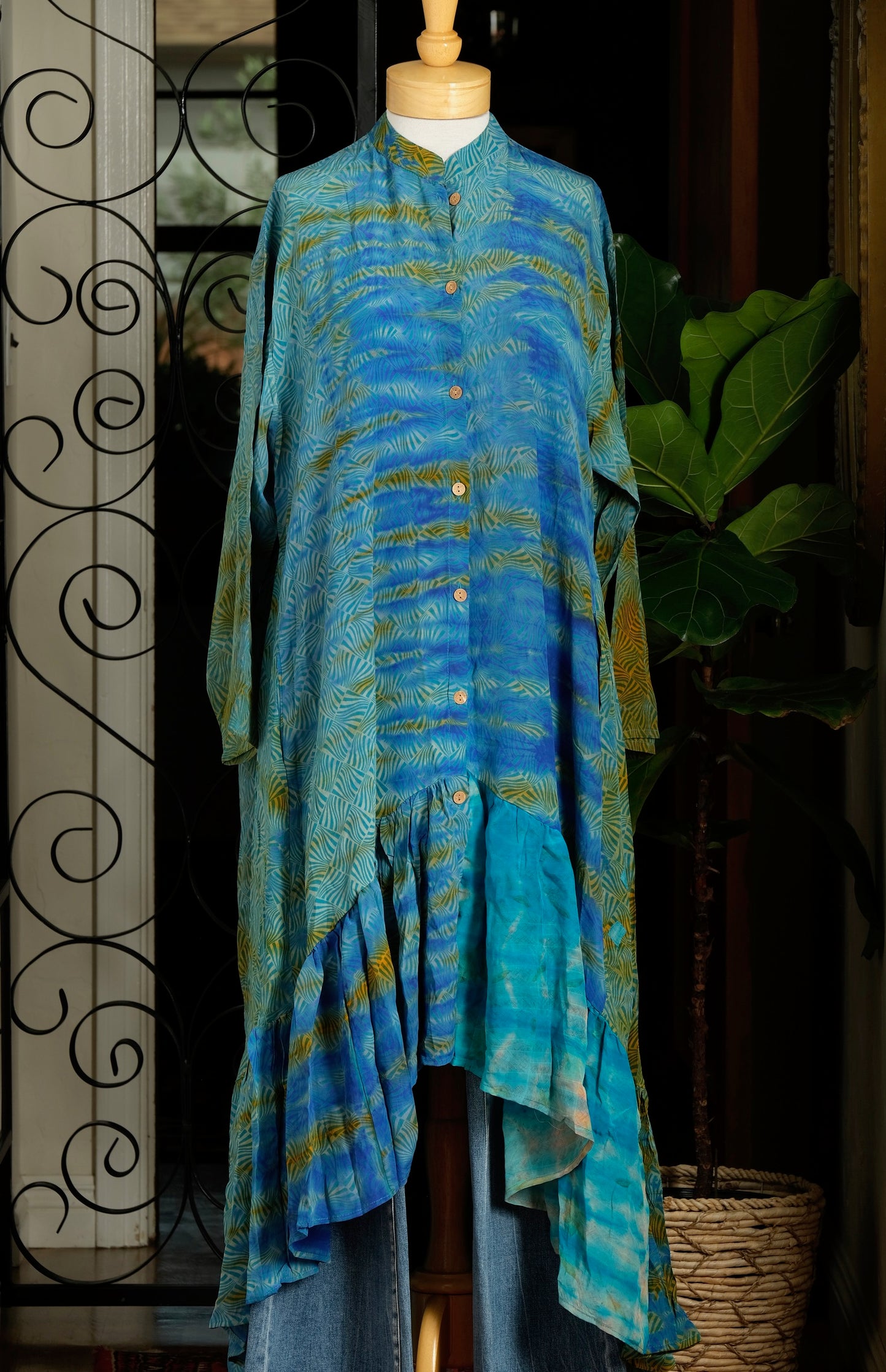 Lotus Duster Dress in Hypnotic Ocean