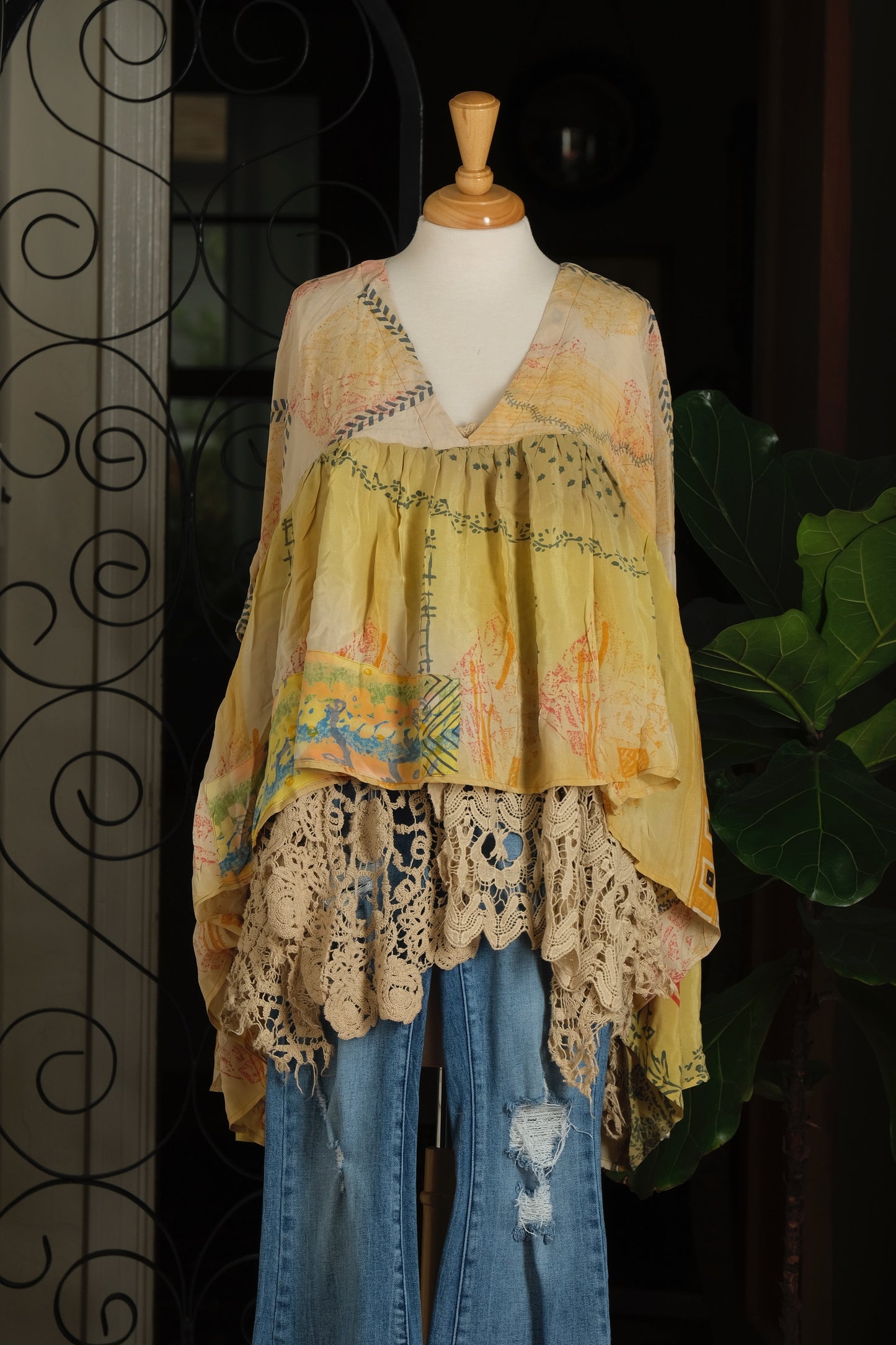 Gold Dust Crop Top in Garden Trellis