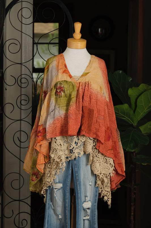 Gold Dust Crop Top in Terracotta Garden