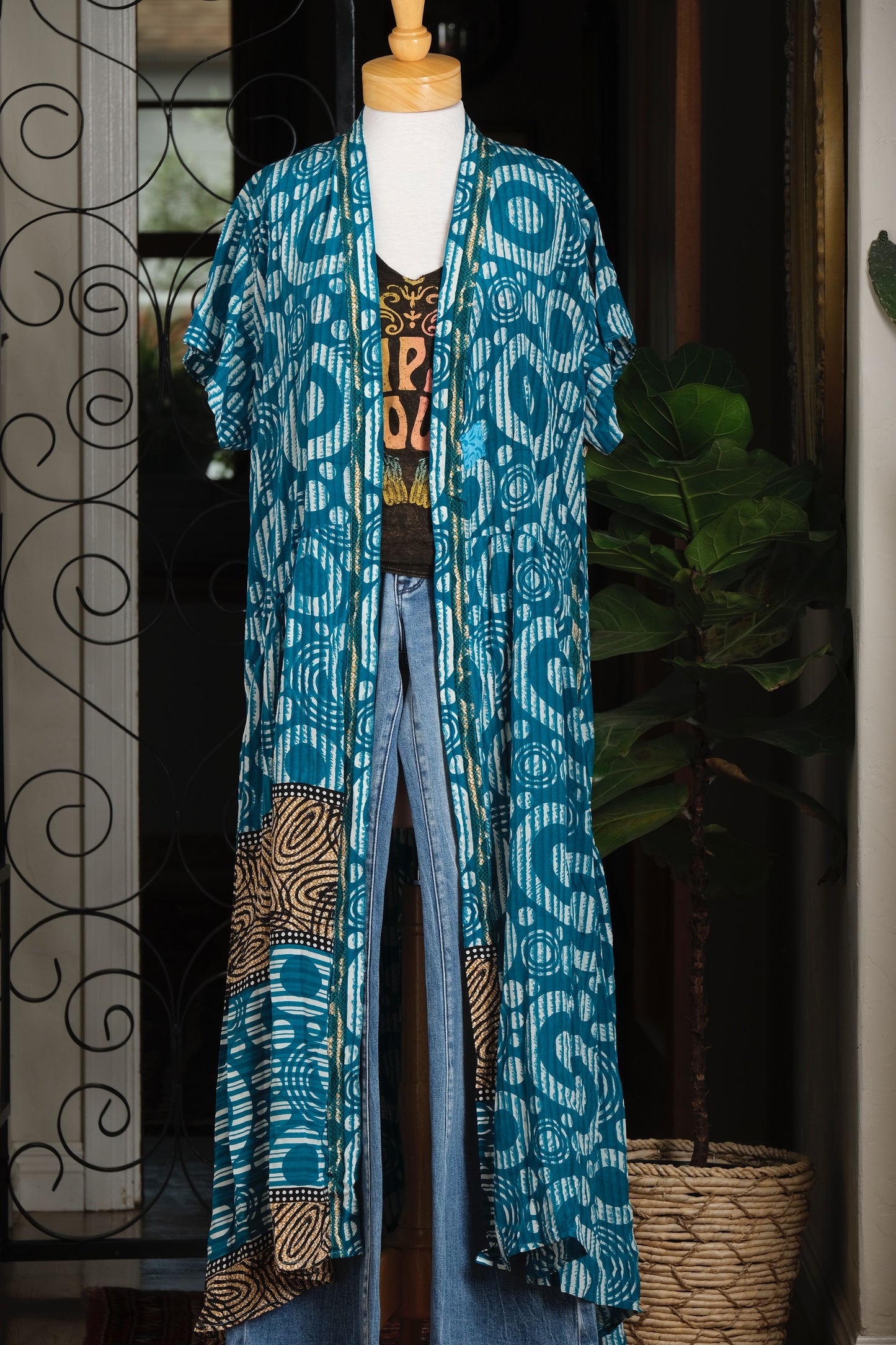 Summer Evermore Duster in Teal Circles