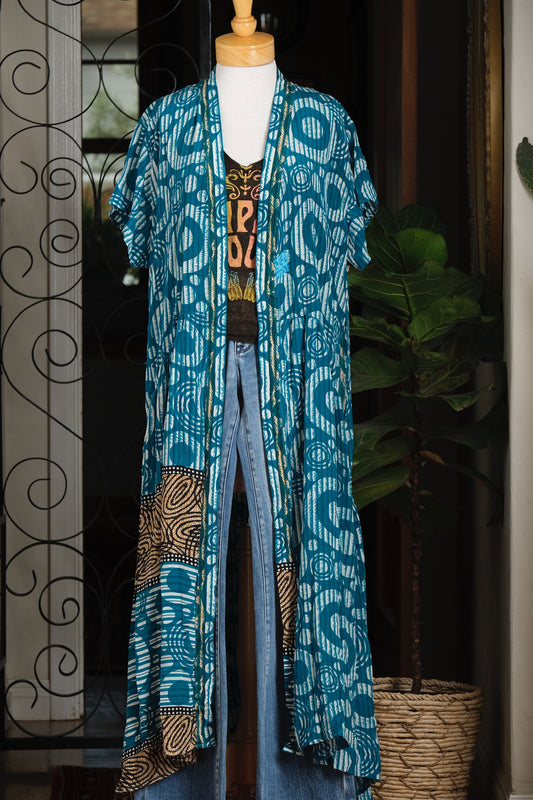 Summer Evermore Duster in Teal Circles