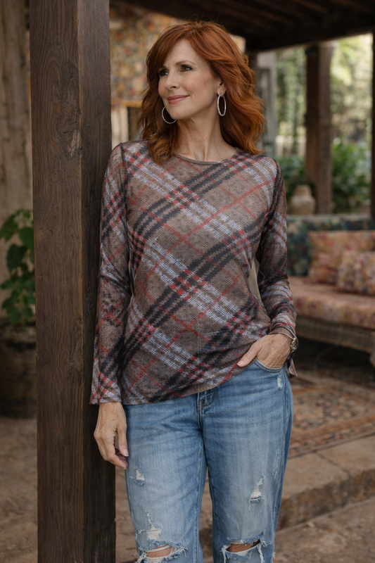 Nude Mesh T in Tartan