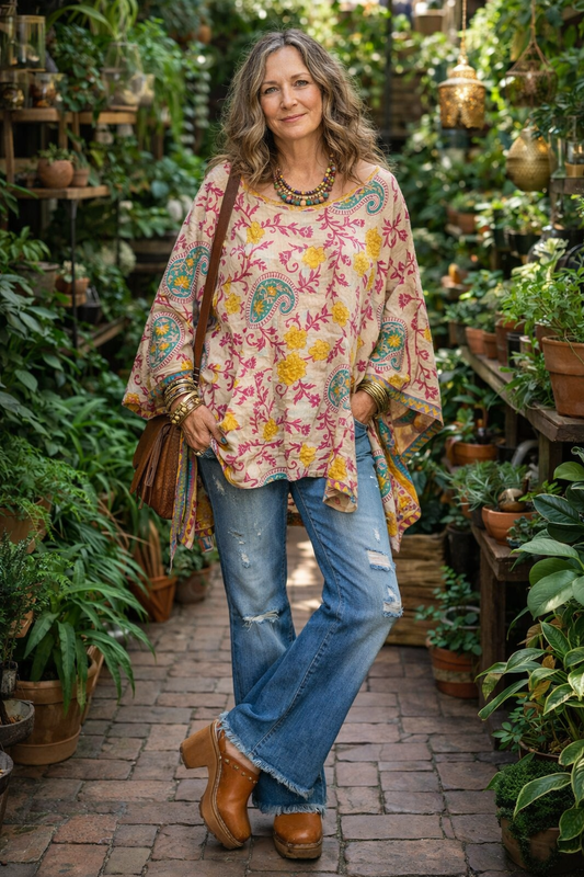 Kantha Dream Pullover in Golden Rose