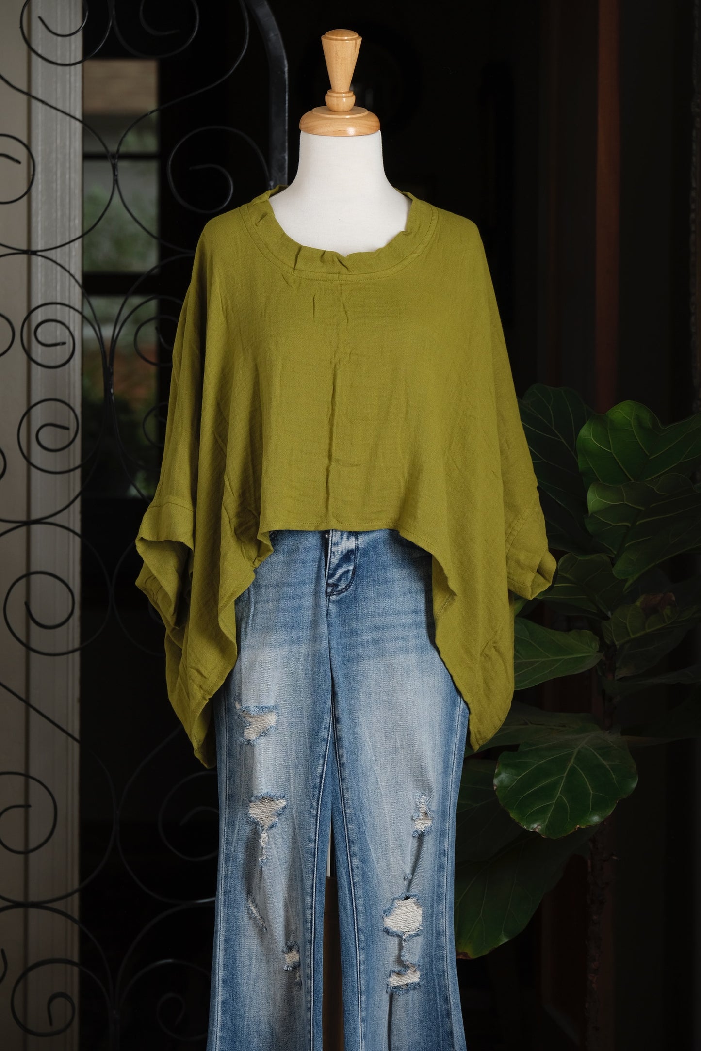 Crop Cotton T in Chartreuse