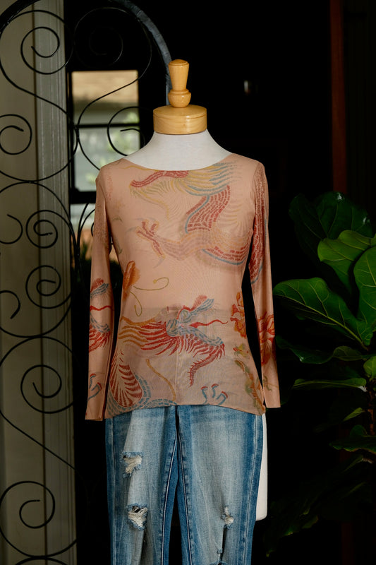 Nude Mesh T in Dragon Garden