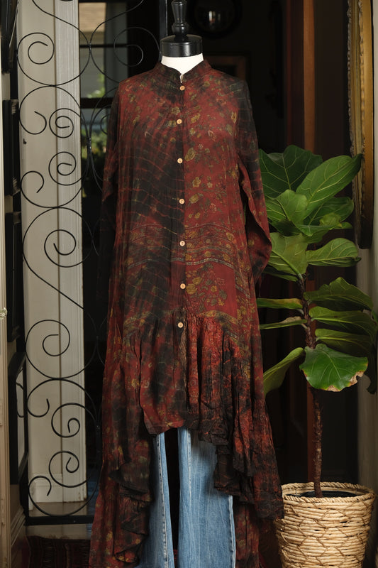 Lotus Duster Dress in Dark Garden