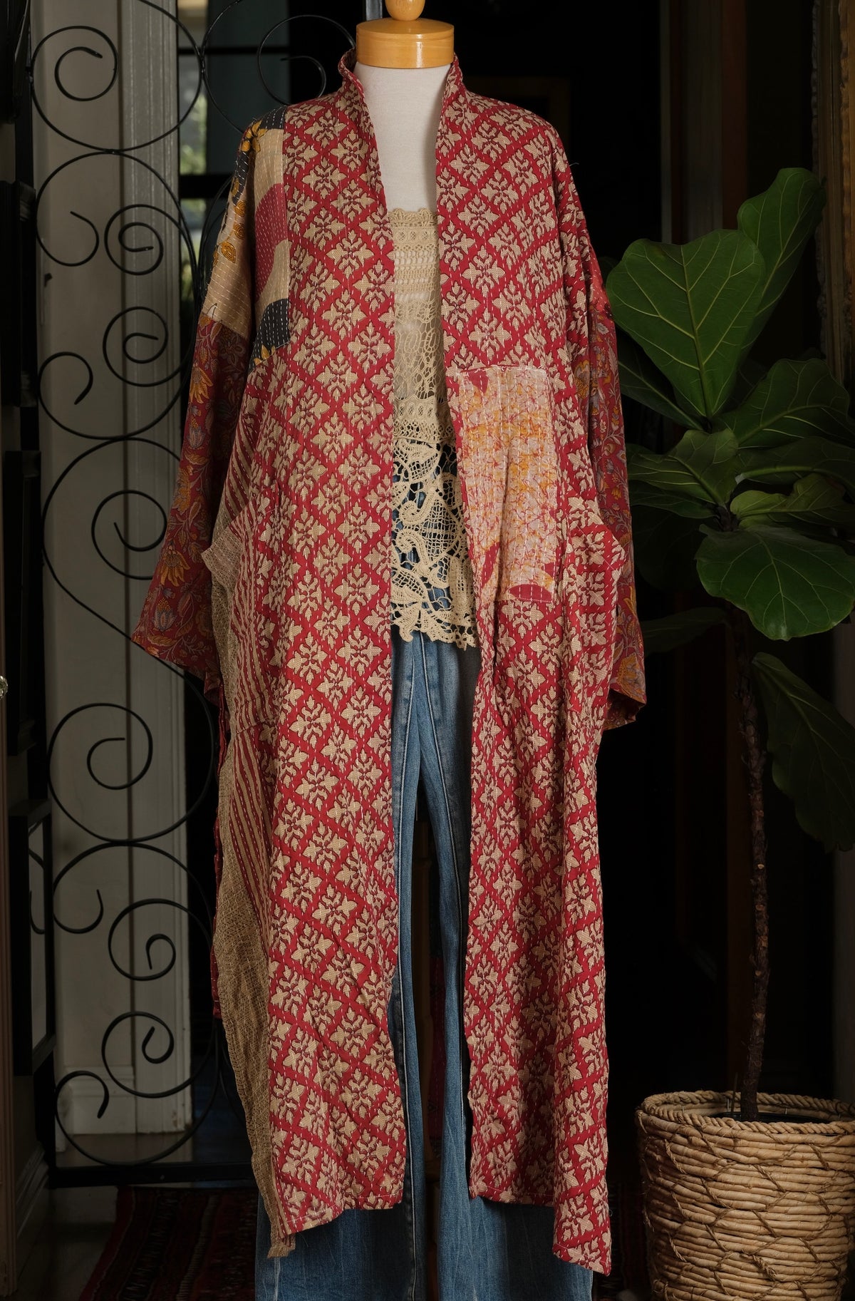 Silk Sleeve Duster in Incense and Peppermint