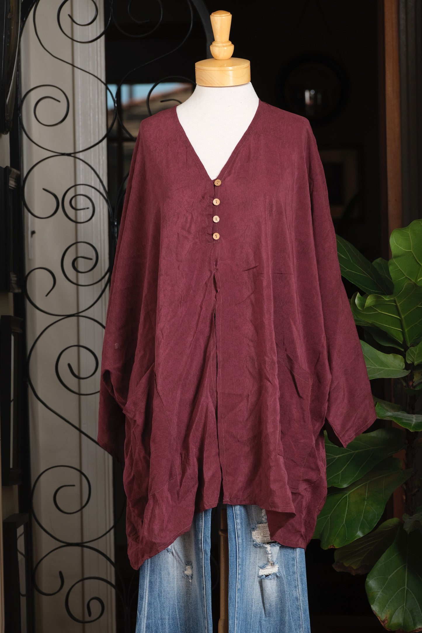 Split Tunic in Merlot