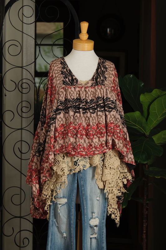 Gold Dust Crop Top in Coral Branch