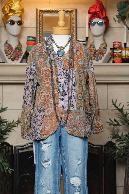 Rustic Corduroy Patchwork Jacket