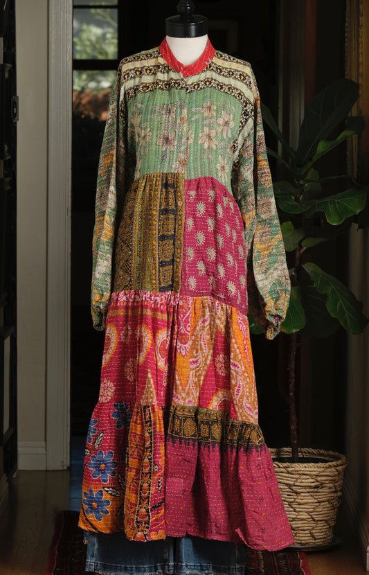 Majestic Duster Dress in Jade Flower