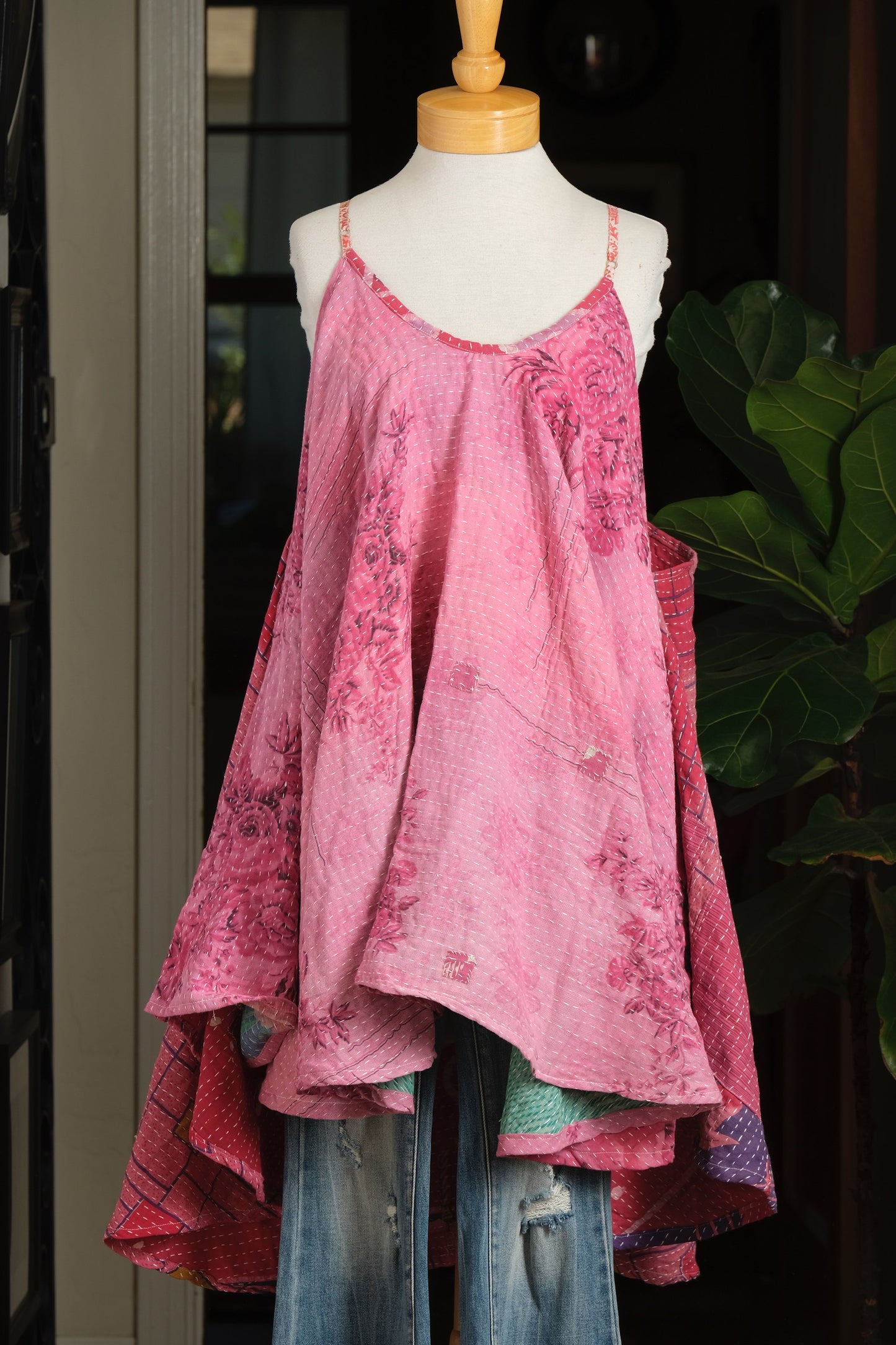 Kantha Swing Dress in Pinky