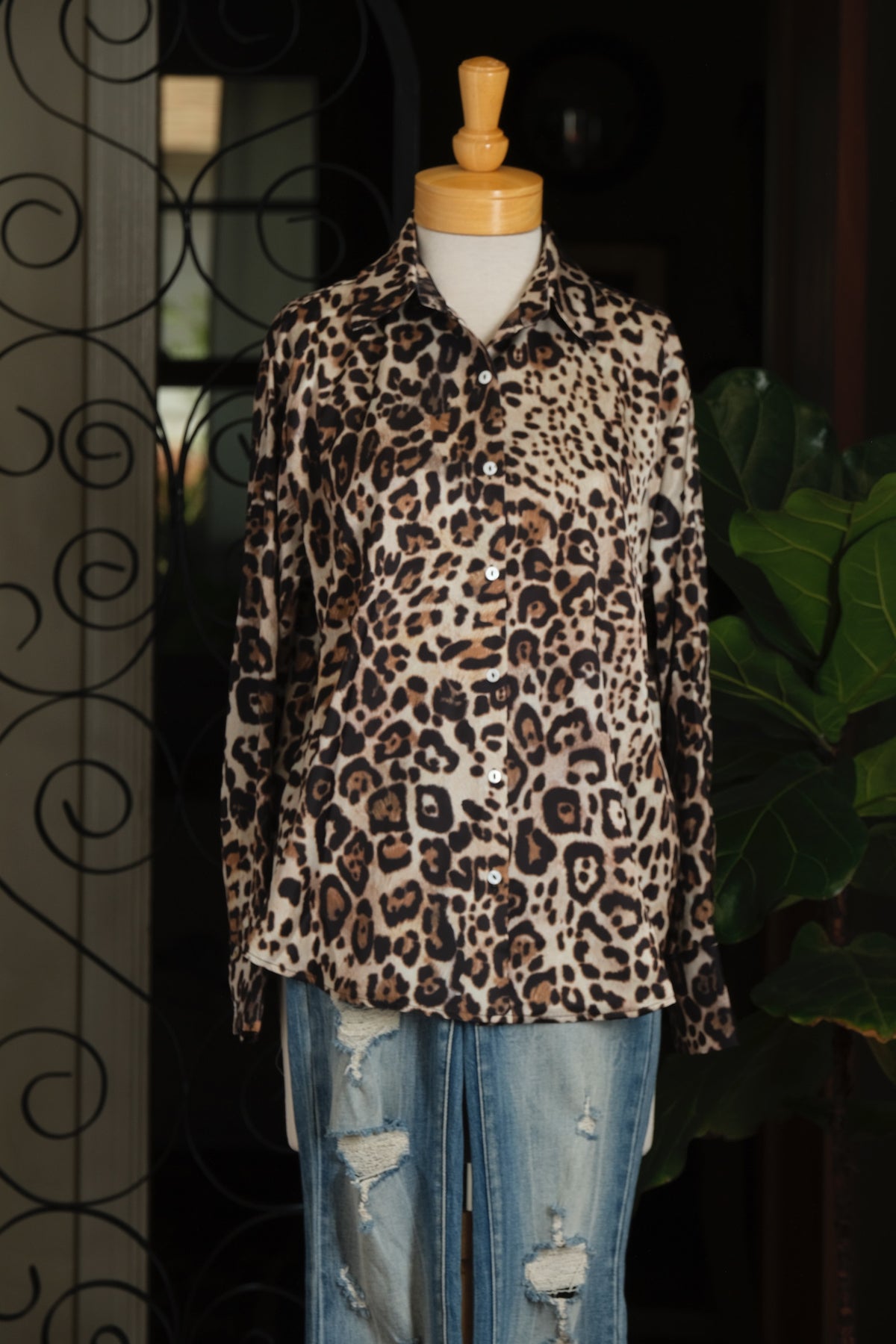 Leopard Print Satin Blouse