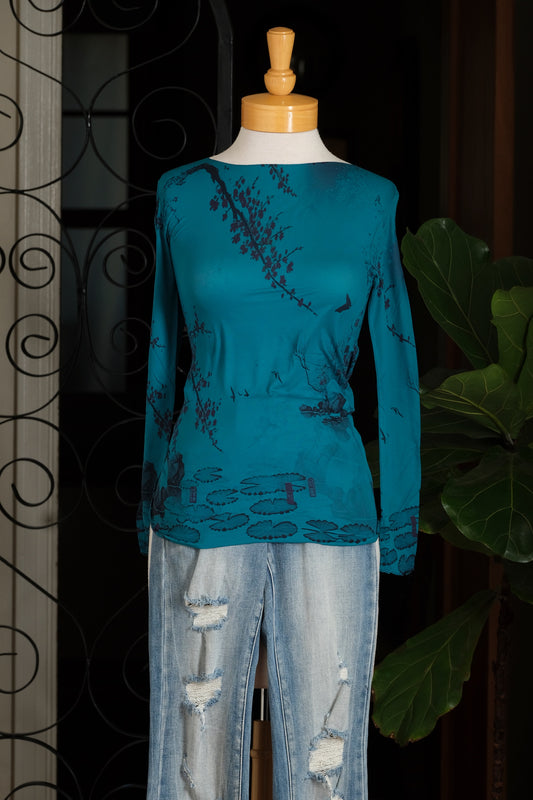 Mesh T Shirt in Japanese Blossom