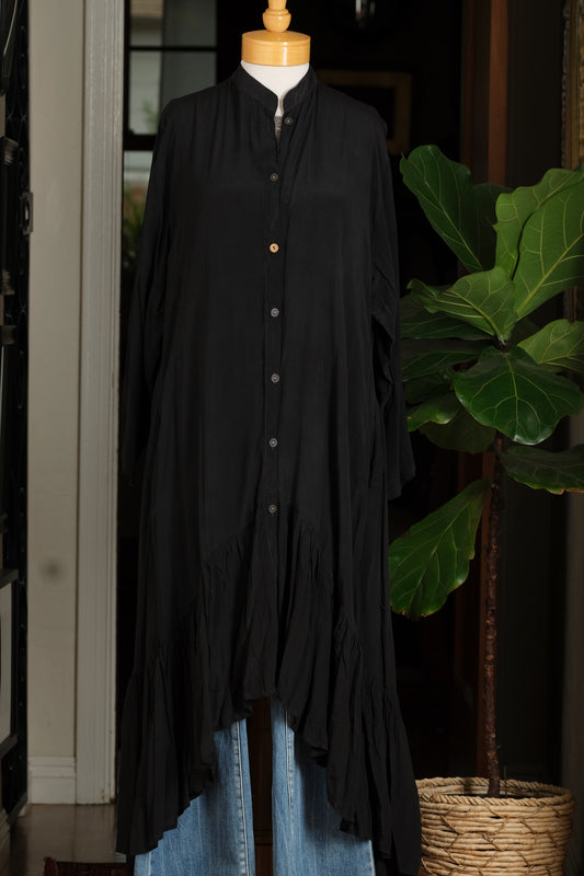 Lotus Duster Dress in Midnight Smoke