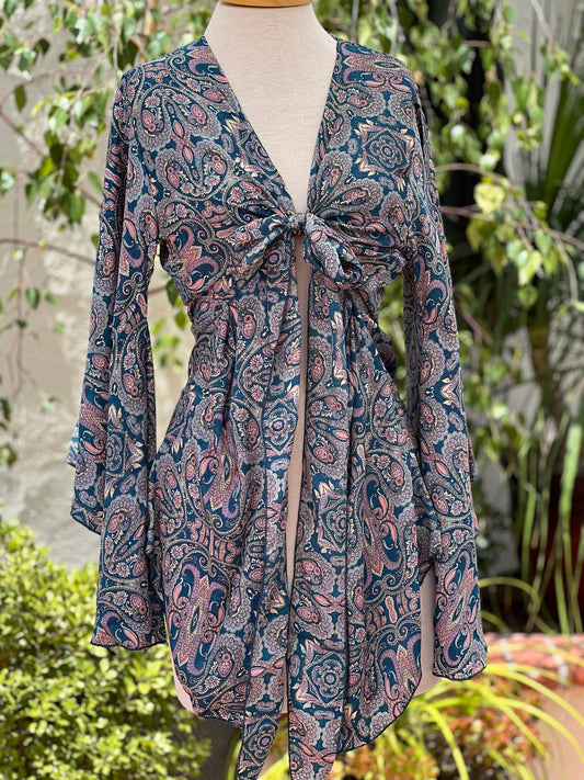 Angel Topper in Blue Pink Paisley