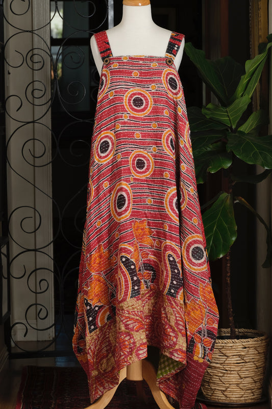 Button Kantha Maxi Dress in Dotted Garden – Chateau Bel Age Boutique