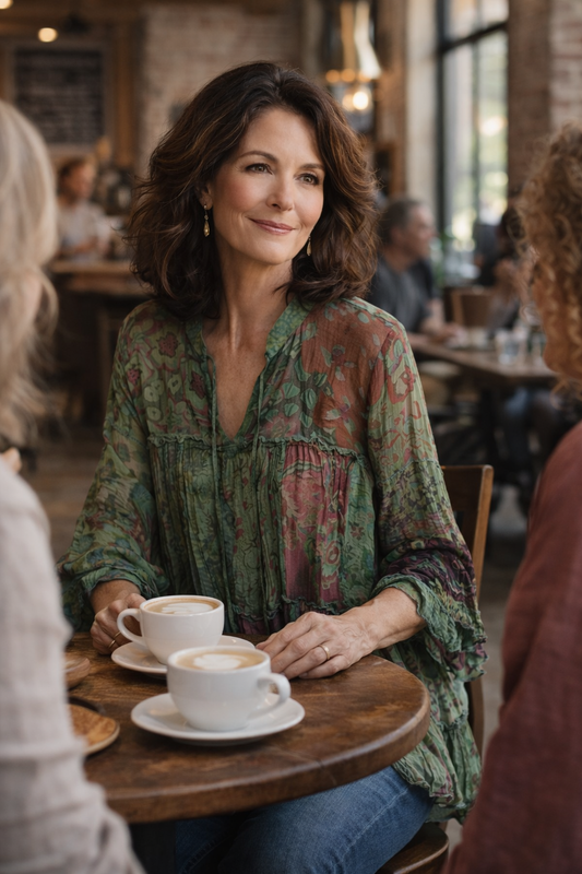 Rustic Bloom Peasant Top In Forest