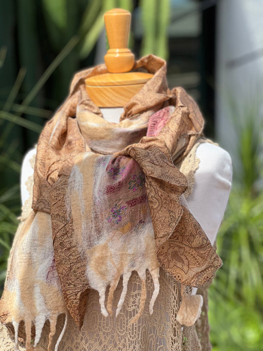 Lotus Scarf in Pink Touched Gold