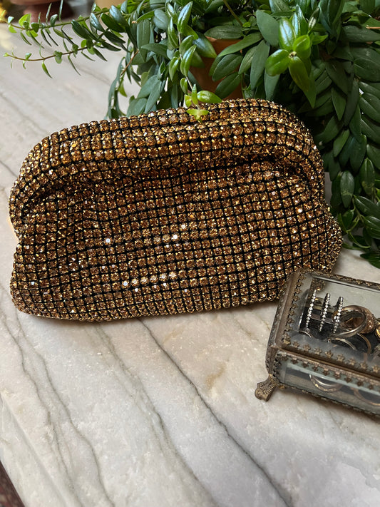Rhinestone Clutch in Golden