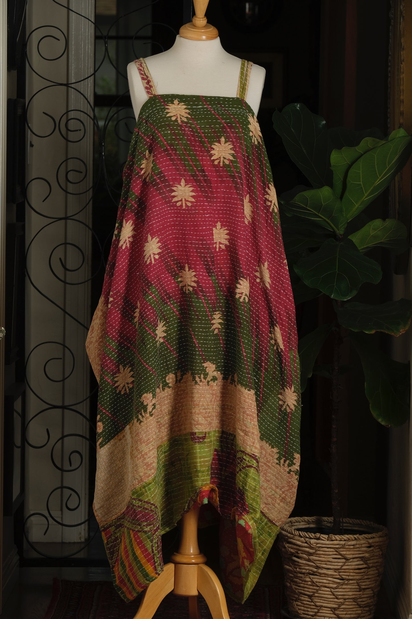 Kantha Maxi Dress in Hibiscus