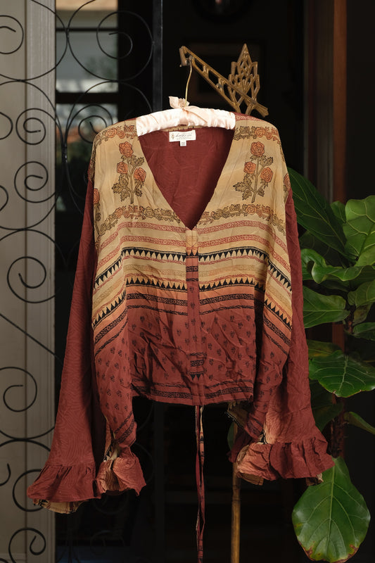 Silk Butterfly Top in Coco