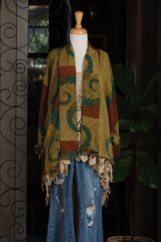 Tie Top in Teal Leaf