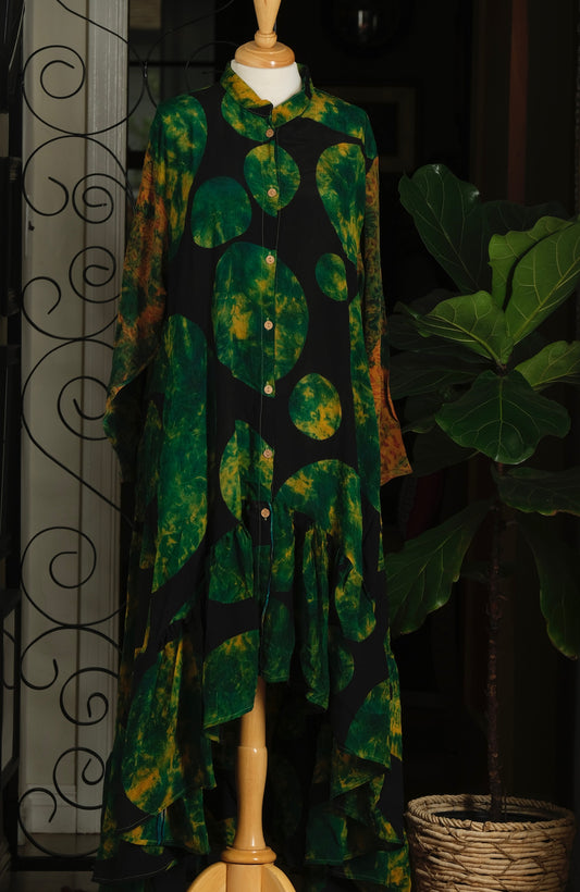 Lotus Duster Dress in Emerald Moon
