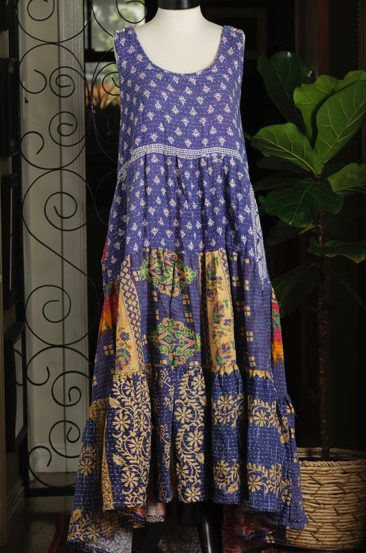 Kantha Celestial Maxi in Field of Blue