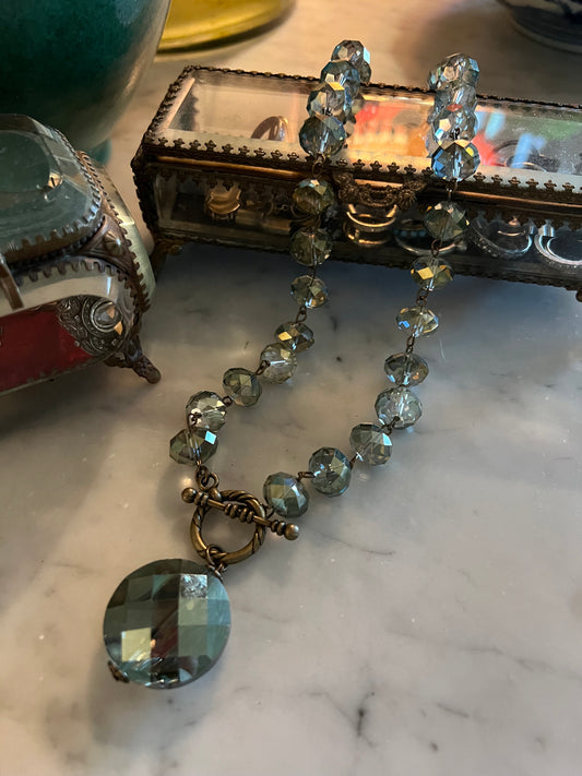 Crystal Choker in Iridescent Olive