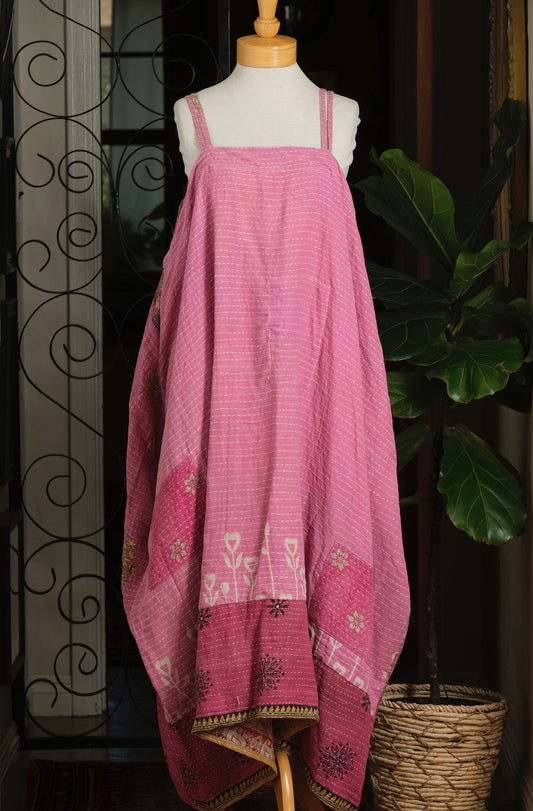 Kantha Maxi Dress in Tulip Border