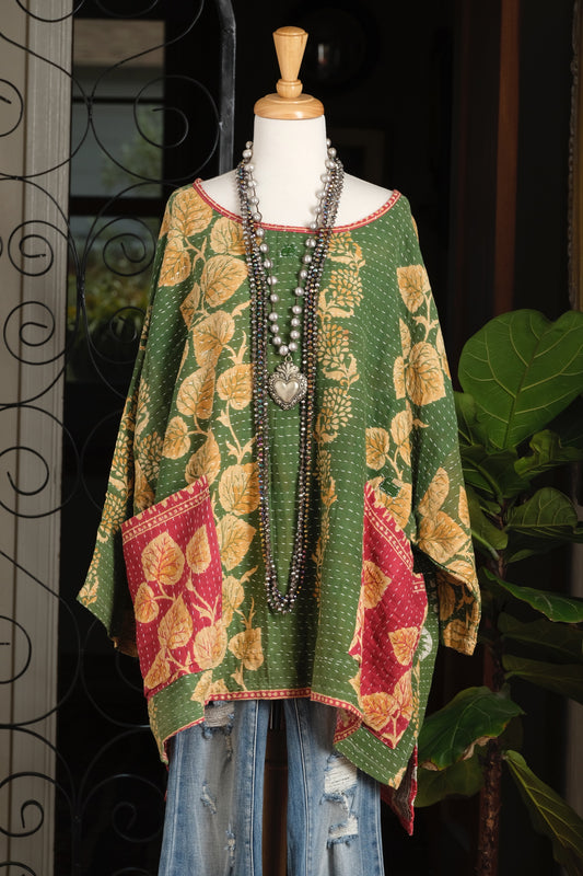 Kantha Pullover in Golden Vine