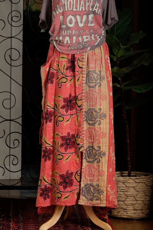 Cargo Pocket Skirt in Orange Red Flower