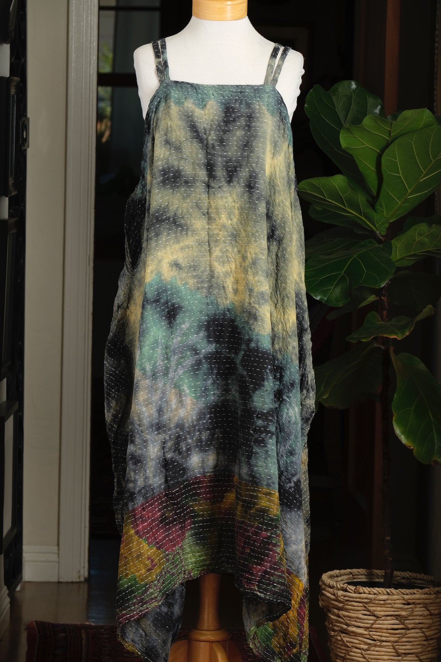 Kantha Maxi Dress in Jade Garden