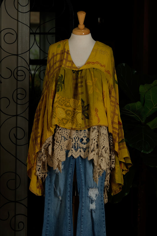 Gold Dust Crop Top in Golden Plaid